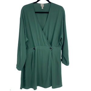 ASOS wrap tunic top plus size 14 long sleeve green christmas holidays